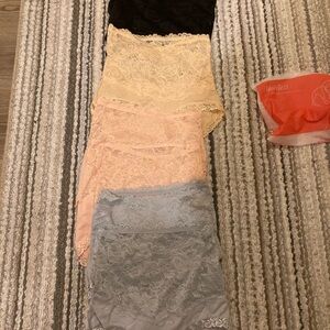 Women's Lace Panties Set - Black, Cream, Pink, Blue